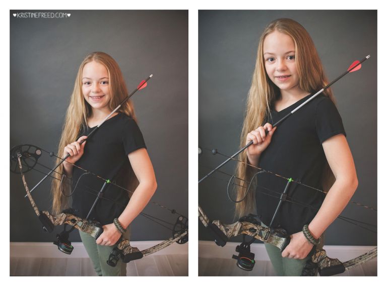 studio pictures of tween girl with bow and arrow, Who I Am Project, Kristine Freed Photography