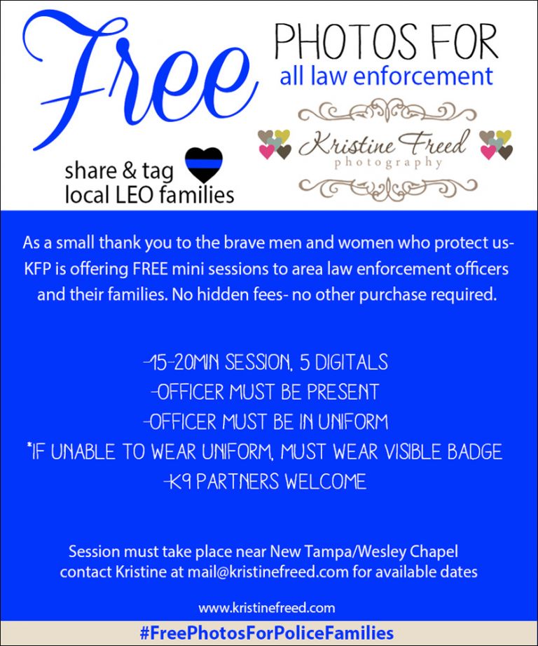 Tampa Free Photos For Police Families, mini sessions to thank those who protect us, Kristine Freed Photography