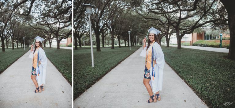 senior girl in cap and gown