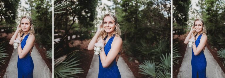 senior in blue prom dress