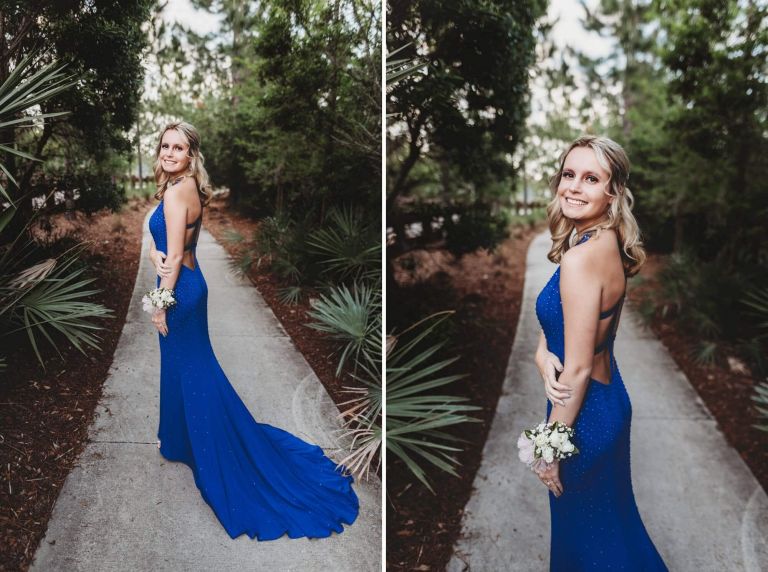 girl in beautiful blue dress