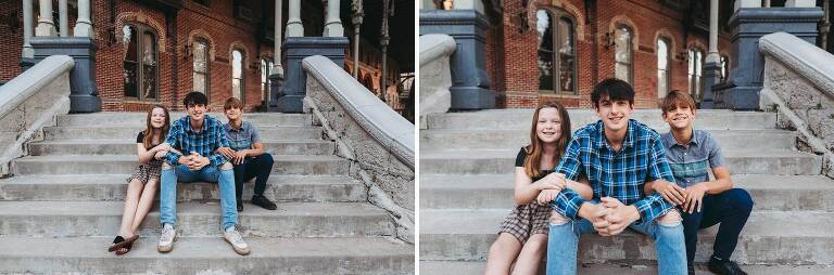 kids sitting on steps