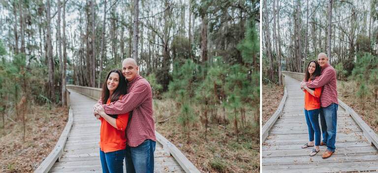 parents on wooden walkway