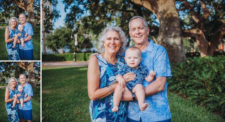 one year old with grandparents