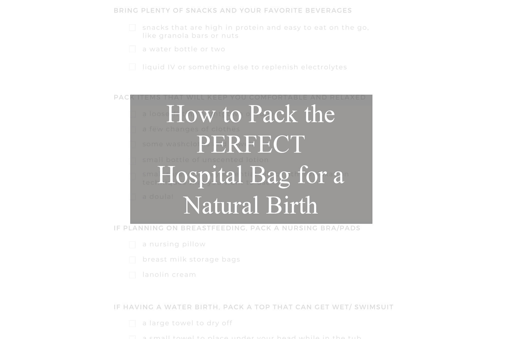 How to Pack the PERFECT Hospital Bag for a Natural Birth| Tampa Birth Photographer
